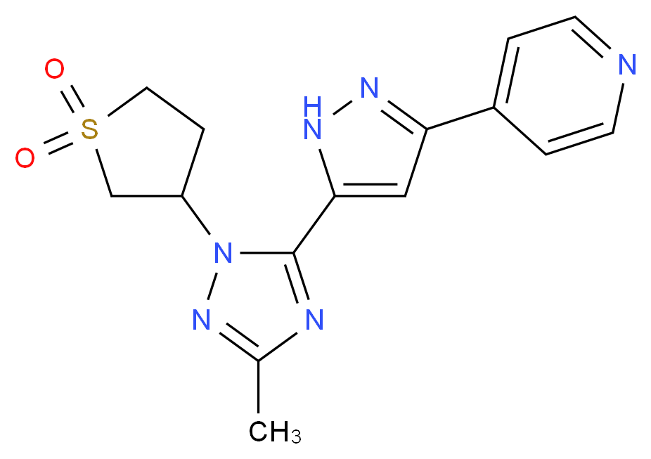 4-{5-[1-(1,1-dioxidotetrahydro-3-thienyl)-3-methyl-1H-1,2,4-triazol-5-yl]-1H-pyrazol-3-yl}pyridine_Molecular_structure_CAS_)