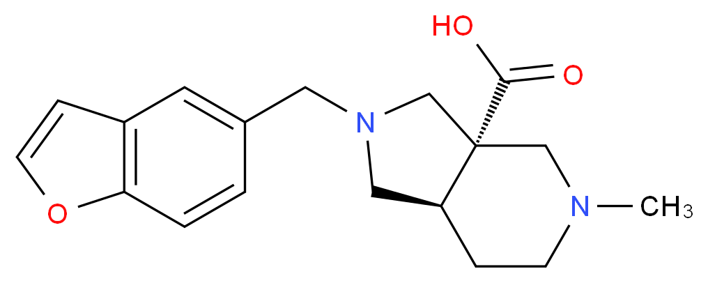(3aS*,7aR*)-2-(1-benzofuran-5-ylmethyl)-5-methyloctahydro-3aH-pyrrolo[3,4-c]pyridine-3a-carboxylic acid_Molecular_structure_CAS_)