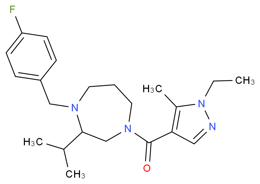 4-[(1-ethyl-5-methyl-1H-pyrazol-4-yl)carbonyl]-1-(4-fluorobenzyl)-2-isopropyl-1,4-diazepane_Molecular_structure_CAS_)