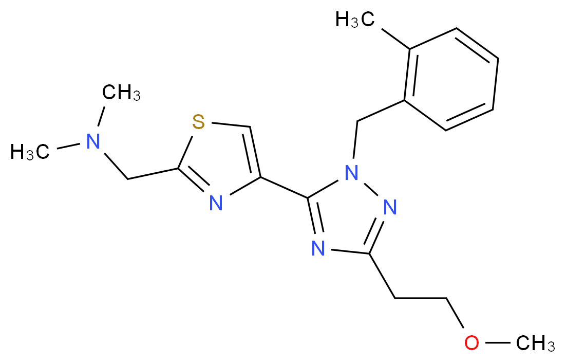({4-[3-(2-methoxyethyl)-1-(2-methylbenzyl)-1H-1,2,4-triazol-5-yl]-1,3-thiazol-2-yl}methyl)dimethylamine_Molecular_structure_CAS_)