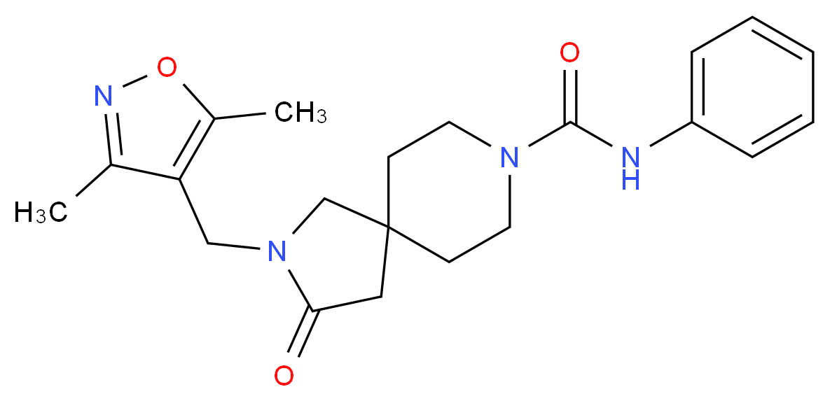 2-[(3,5-dimethyl-4-isoxazolyl)methyl]-3-oxo-N-phenyl-2,8-diazaspiro[4.5]decane-8-carboxamide_Molecular_structure_CAS_)