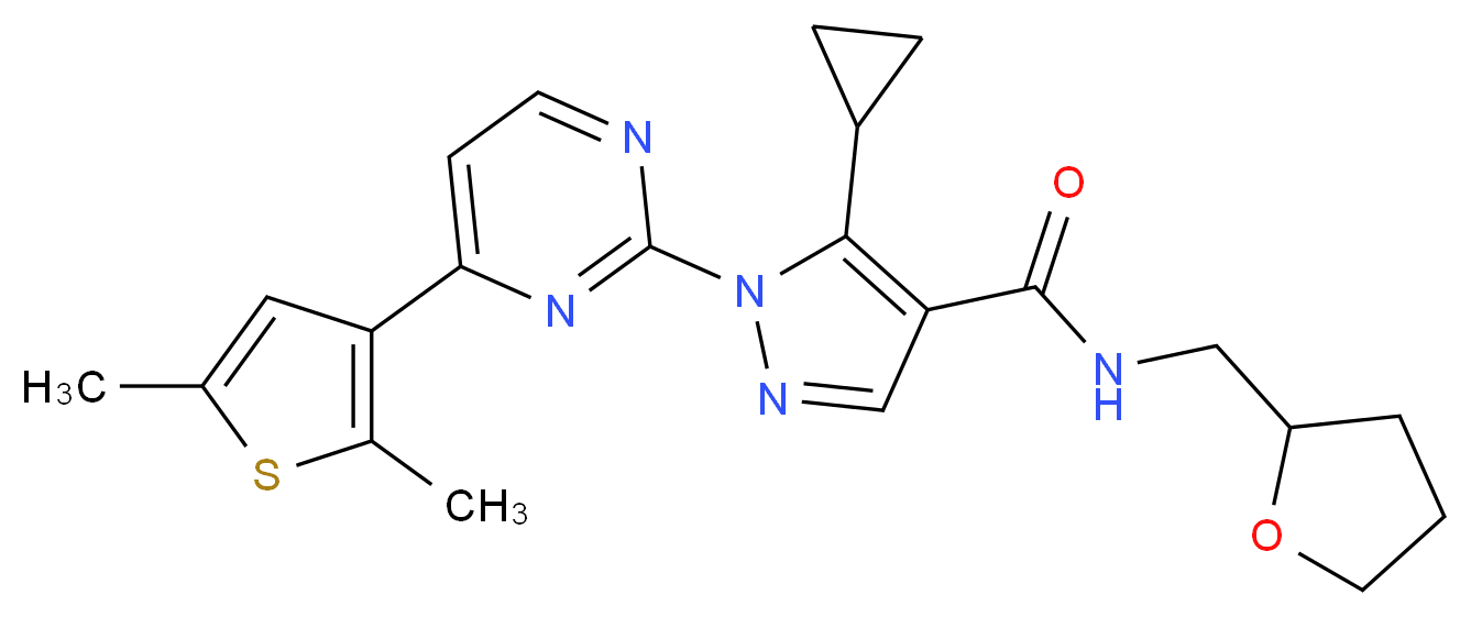 5-cyclopropyl-1-[4-(2,5-dimethyl-3-thienyl)-2-pyrimidinyl]-N-(tetrahydro-2-furanylmethyl)-1H-pyrazole-4-carboxamide_Molecular_structure_CAS_)