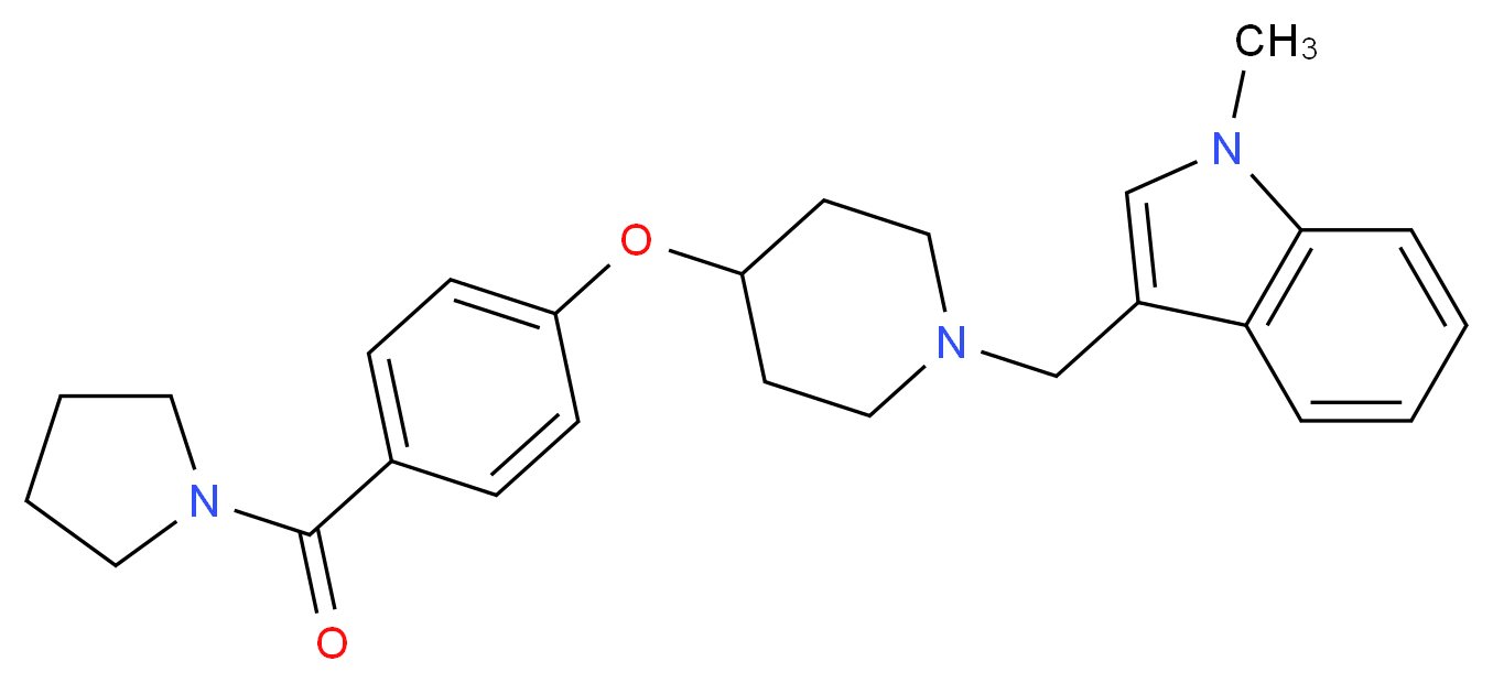 1-methyl-3-({4-[4-(1-pyrrolidinylcarbonyl)phenoxy]-1-piperidinyl}methyl)-1H-indole_Molecular_structure_CAS_)