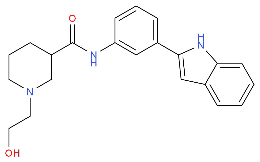 1-(2-hydroxyethyl)-N-[3-(1H-indol-2-yl)phenyl]piperidine-3-carboxamide_Molecular_structure_CAS_)