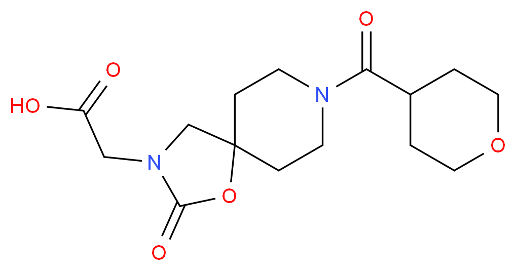 [2-oxo-8-(tetrahydro-2H-pyran-4-ylcarbonyl)-1-oxa-3,8-diazaspiro[4.5]dec-3-yl]acetic acid_Molecular_structure_CAS_)