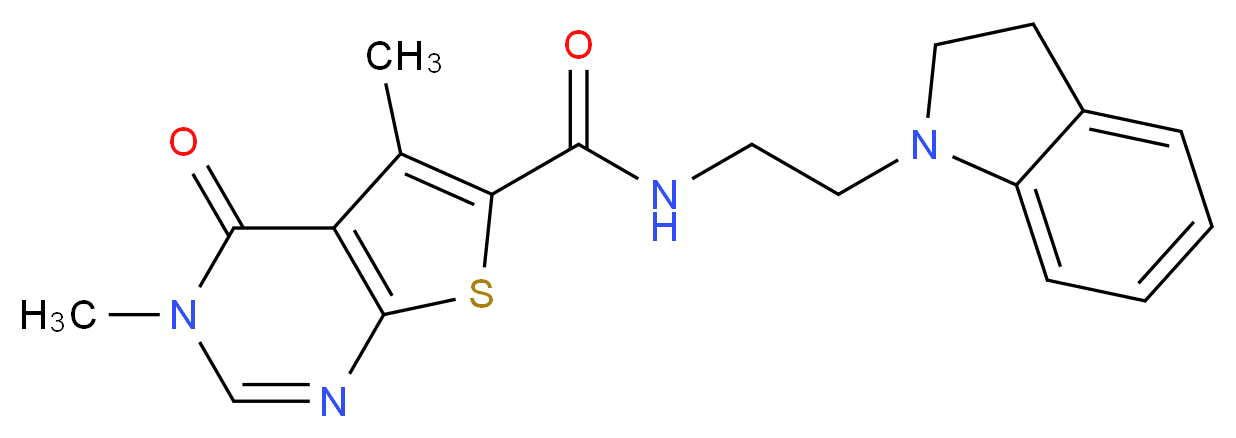 N-[2-(2,3-dihydro-1H-indol-1-yl)ethyl]-3,5-dimethyl-4-oxo-3,4-dihydrothieno[2,3-d]pyrimidine-6-carboxamide_Molecular_structure_CAS_)