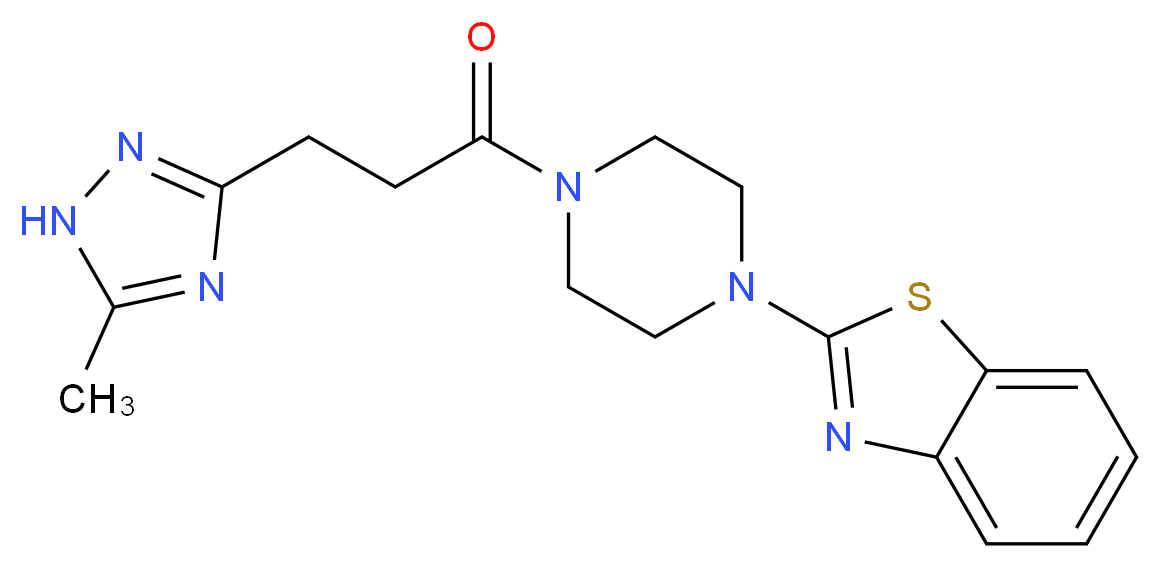 2-{4-[3-(5-methyl-1H-1,2,4-triazol-3-yl)propanoyl]-1-piperazinyl}-1,3-benzothiazole_Molecular_structure_CAS_)