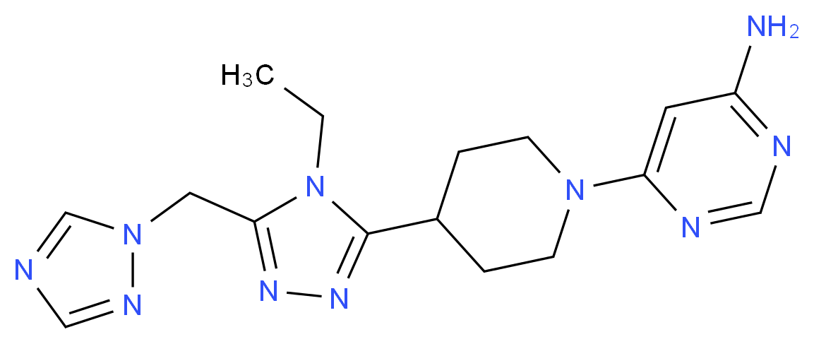 6-{4-[4-ethyl-5-(1H-1,2,4-triazol-1-ylmethyl)-4H-1,2,4-triazol-3-yl]piperidin-1-yl}pyrimidin-4-amine_Molecular_structure_CAS_)