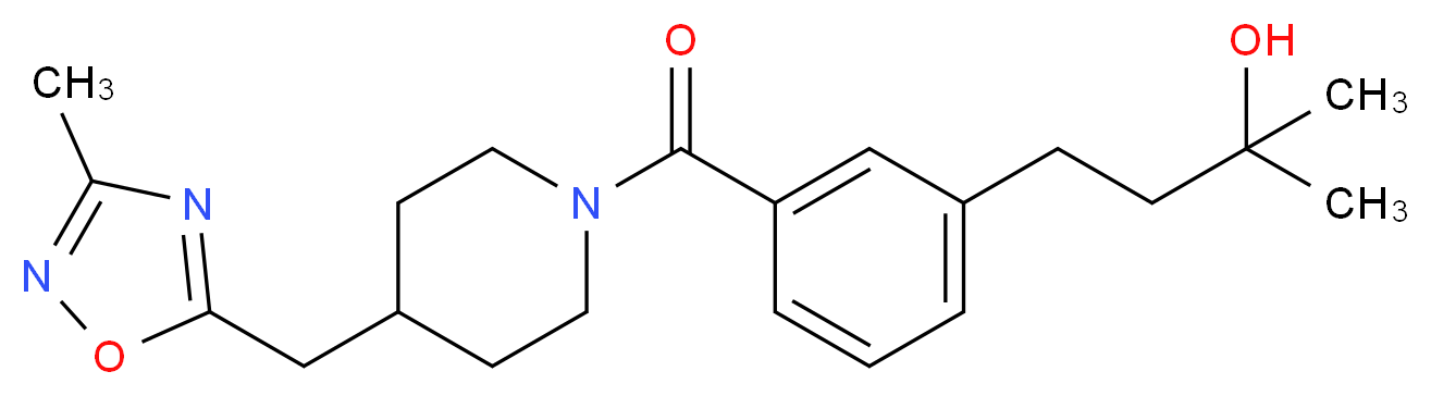 2-methyl-4-[3-({4-[(3-methyl-1,2,4-oxadiazol-5-yl)methyl]-1-piperidinyl}carbonyl)phenyl]-2-butanol_Molecular_structure_CAS_)