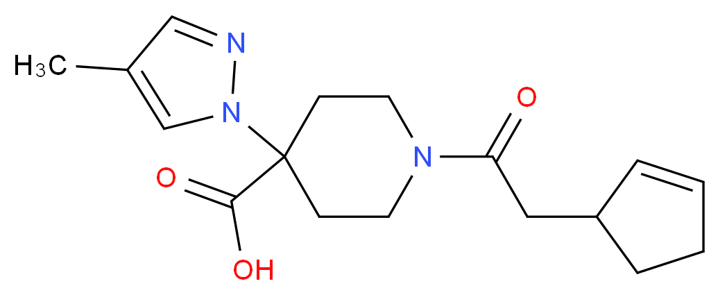1-(cyclopent-2-en-1-ylacetyl)-4-(4-methyl-1H-pyrazol-1-yl)piperidine-4-carboxylic acid_Molecular_structure_CAS_)