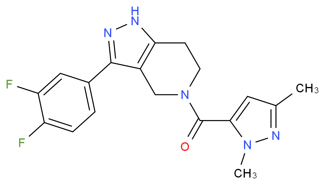3-(3,4-difluorophenyl)-5-[(1,3-dimethyl-1H-pyrazol-5-yl)carbonyl]-4,5,6,7-tetrahydro-1H-pyrazolo[4,3-c]pyridine_Molecular_structure_CAS_)