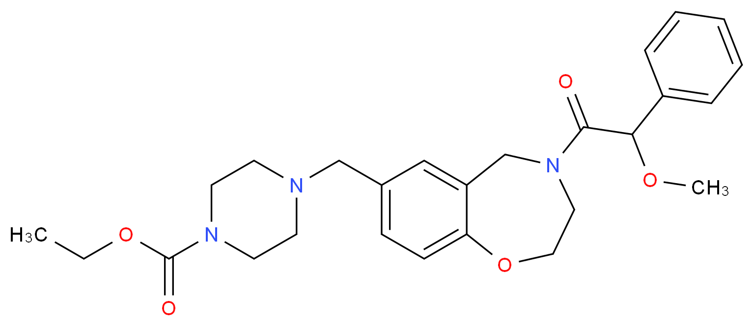 ethyl 4-({4-[methoxy(phenyl)acetyl]-2,3,4,5-tetrahydro-1,4-benzoxazepin-7-yl}methyl)-1-piperazinecarboxylate_Molecular_structure_CAS_)
