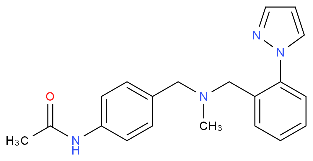 N-[4-({methyl[2-(1H-pyrazol-1-yl)benzyl]amino}methyl)phenyl]acetamide_Molecular_structure_CAS_)