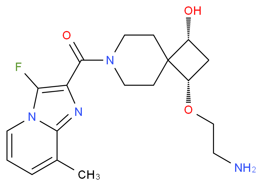 (1R*,3S*)-3-(2-aminoethoxy)-7-[(3-fluoro-8-methylimidazo[1,2-a]pyridin-2-yl)carbonyl]-7-azaspiro[3.5]nonan-1-ol_Molecular_structure_CAS_)