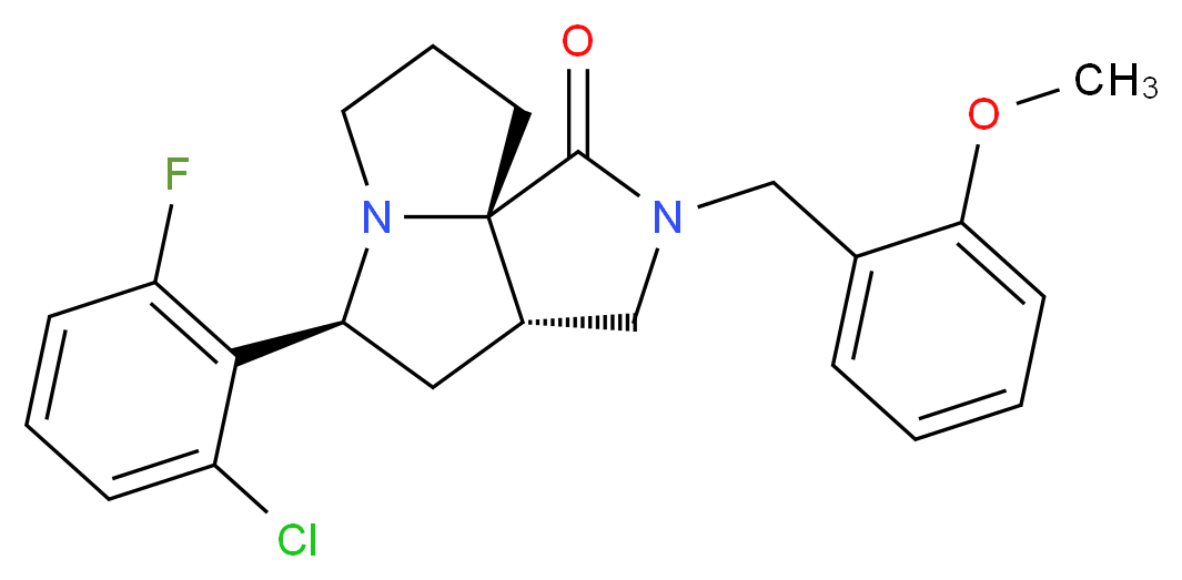 (3aS*,5S*,9aS*)-5-(2-chloro-6-fluorophenyl)-2-(2-methoxybenzyl)hexahydro-7H-pyrrolo[3,4-g]pyrrolizin-1(2H)-one_Molecular_structure_CAS_)