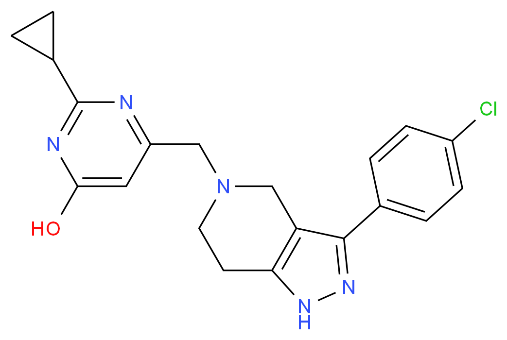 6-{[3-(4-chlorophenyl)-1,4,6,7-tetrahydro-5H-pyrazolo[4,3-c]pyridin-5-yl]methyl}-2-cyclopropylpyrimidin-4-ol_Molecular_structure_CAS_)