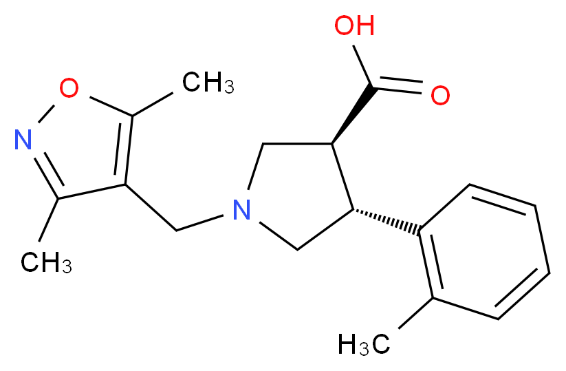 (3S*,4R*)-1-[(3,5-dimethylisoxazol-4-yl)methyl]-4-(2-methylphenyl)pyrrolidine-3-carboxylic acid_Molecular_structure_CAS_)