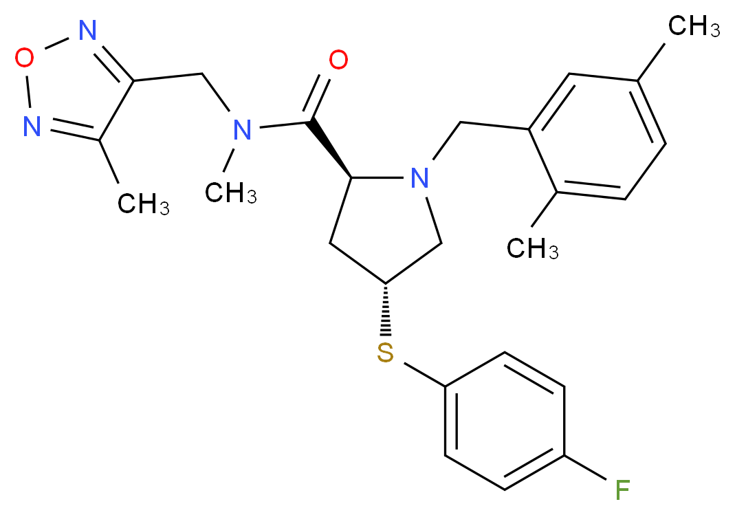 (4R)-1-(2,5-dimethylbenzyl)-4-[(4-fluorophenyl)thio]-N-methyl-N-[(4-methyl-1,2,5-oxadiazol-3-yl)methyl]-L-prolinamide_Molecular_structure_CAS_)