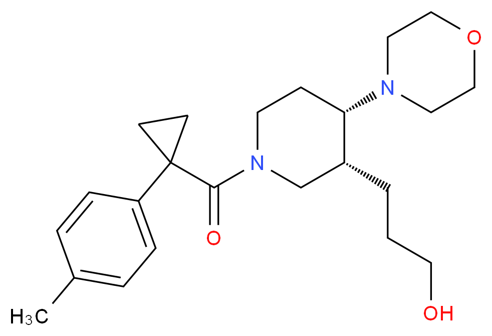 3-((3R*,4S*)-1-{[1-(4-methylphenyl)cyclopropyl]carbonyl}-4-morpholin-4-ylpiperidin-3-yl)propan-1-ol_Molecular_structure_CAS_)