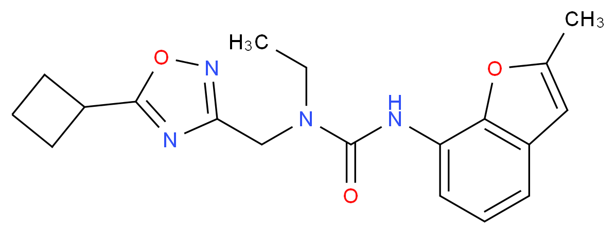 N-[(5-cyclobutyl-1,2,4-oxadiazol-3-yl)methyl]-N-ethyl-N'-(2-methyl-1-benzofuran-7-yl)urea_Molecular_structure_CAS_)