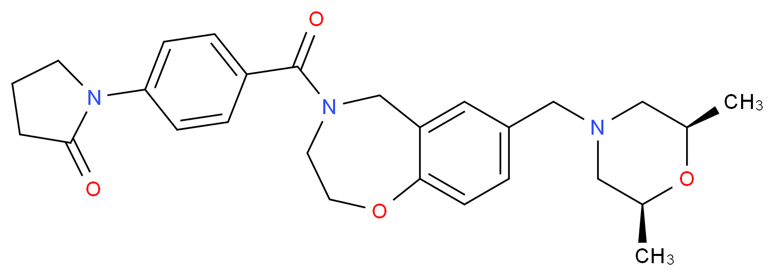 1-(4-{[7-{[(2R*,6S*)-2,6-dimethyl-4-morpholinyl]methyl}-2,3-dihydro-1,4-benzoxazepin-4(5H)-yl]carbonyl}phenyl)-2-pyrrolidinone_Molecular_structure_CAS_)
