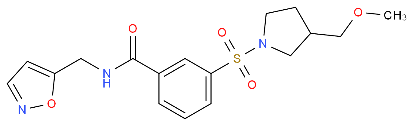 N-(isoxazol-5-ylmethyl)-3-{[3-(methoxymethyl)pyrrolidin-1-yl]sulfonyl}benzamide_Molecular_structure_CAS_)
