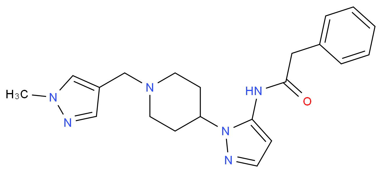 N-(1-{1-[(1-methyl-1H-pyrazol-4-yl)methyl]-4-piperidinyl}-1H-pyrazol-5-yl)-2-phenylacetamide_Molecular_structure_CAS_)