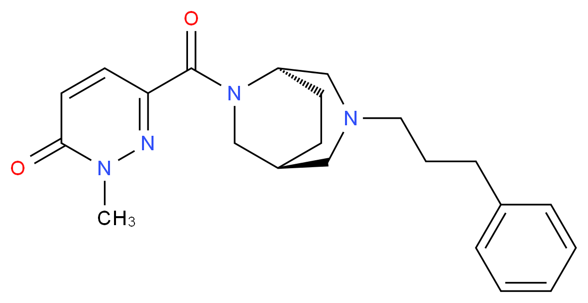 2-methyl-6-{[(1S*,5R*)-3-(3-phenylpropyl)-3,6-diazabicyclo[3.2.2]non-6-yl]carbonyl}pyridazin-3(2H)-one_Molecular_structure_CAS_)