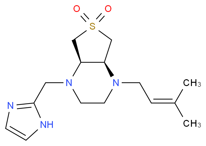 (4aS*,7aR*)-1-(1H-imidazol-2-ylmethyl)-4-(3-methyl-2-buten-1-yl)octahydrothieno[3,4-b]pyrazine 6,6-dioxide_Molecular_structure_CAS_)