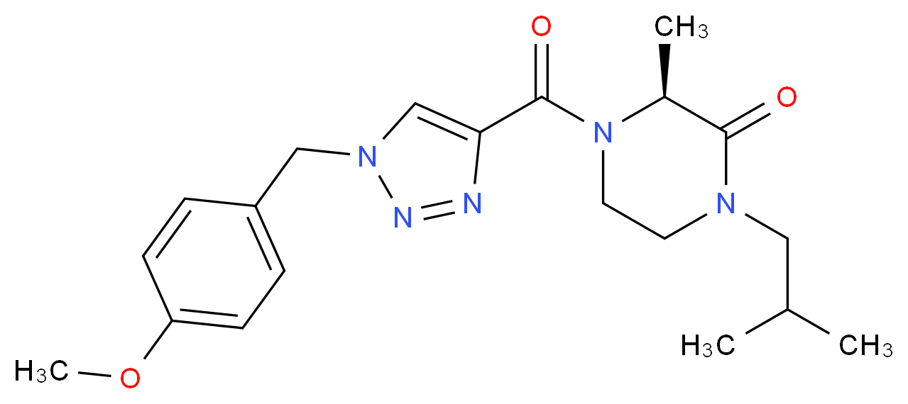 (3S*)-1-isobutyl-4-{[1-(4-methoxybenzyl)-1H-1,2,3-triazol-4-yl]carbonyl}-3-methyl-2-piperazinone_Molecular_structure_CAS_)