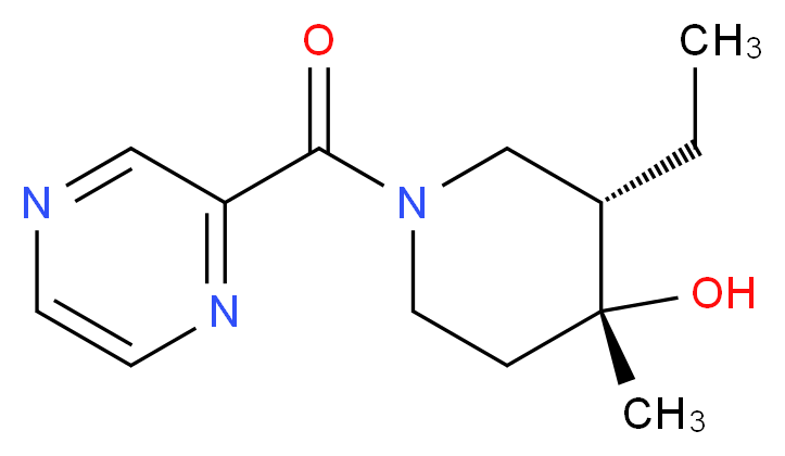 (3S*,4R*)-3-ethyl-4-methyl-1-(pyrazin-2-ylcarbonyl)piperidin-4-ol_Molecular_structure_CAS_)