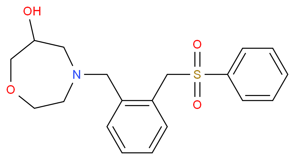 4-{2-[(phenylsulfonyl)methyl]benzyl}-1,4-oxazepan-6-ol_Molecular_structure_CAS_)