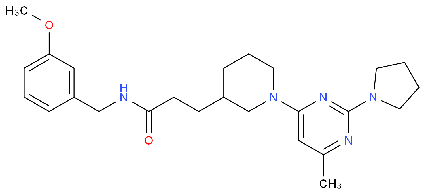 N-(3-methoxybenzyl)-3-{1-[6-methyl-2-(1-pyrrolidinyl)-4-pyrimidinyl]-3-piperidinyl}propanamide_Molecular_structure_CAS_)