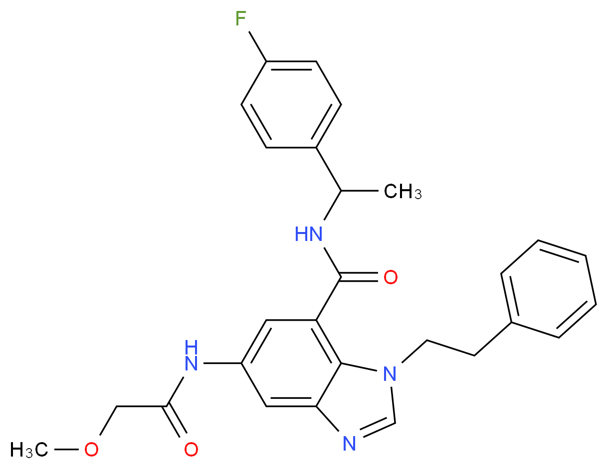N-[1-(4-fluorophenyl)ethyl]-5-[(methoxyacetyl)amino]-1-(2-phenylethyl)-1H-benzimidazole-7-carboxamide_Molecular_structure_CAS_)