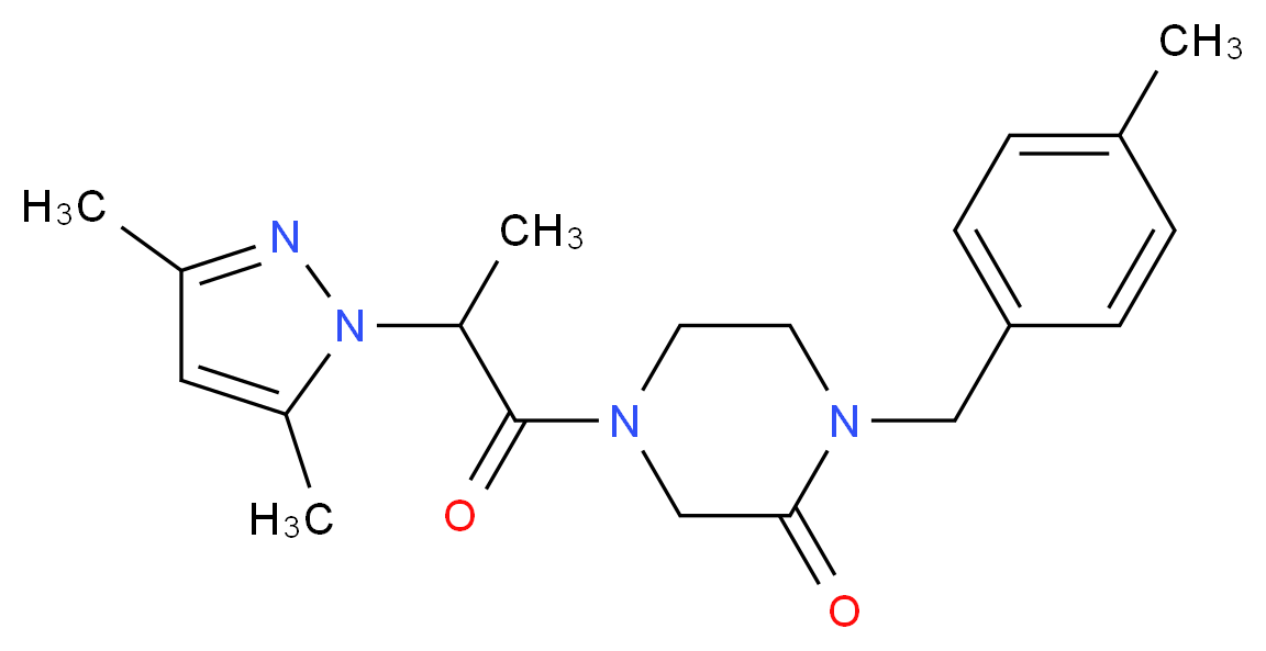 4-[2-(3,5-dimethyl-1H-pyrazol-1-yl)propanoyl]-1-(4-methylbenzyl)-2-piperazinone_Molecular_structure_CAS_)