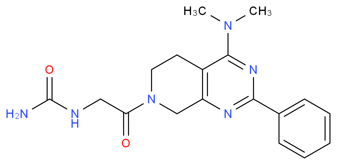 N-{2-[4-(dimethylamino)-2-phenyl-5,8-dihydropyrido[3,4-d]pyrimidin-7(6H)-yl]-2-oxoethyl}urea (non-preferred name)_Molecular_structure_CAS_)