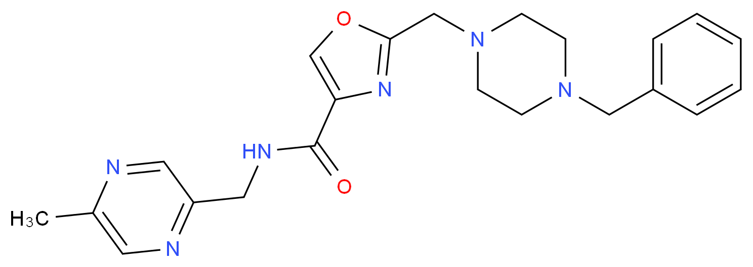 2-[(4-benzyl-1-piperazinyl)methyl]-N-[(5-methyl-2-pyrazinyl)methyl]-1,3-oxazole-4-carboxamide_Molecular_structure_CAS_)