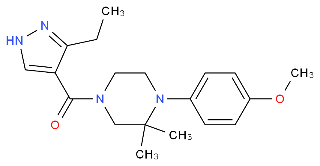 4-[(3-ethyl-1H-pyrazol-4-yl)carbonyl]-1-(4-methoxyphenyl)-2,2-dimethylpiperazine_Molecular_structure_CAS_)
