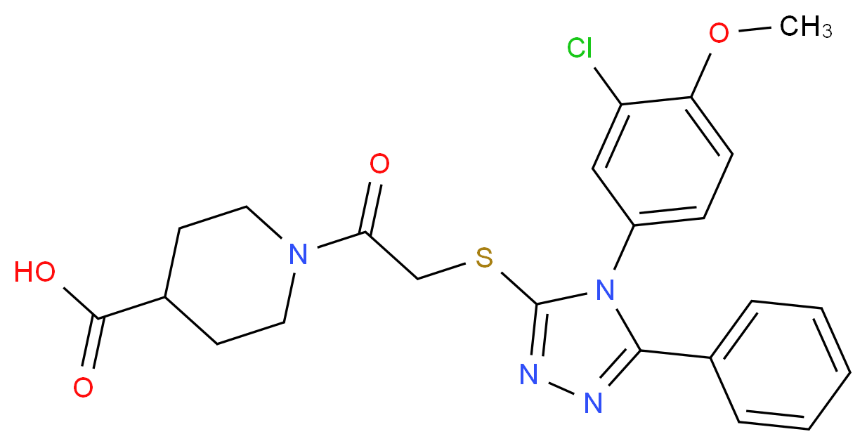 1-{2-[4-(3-Chloro-4-methoxy-phenyl)-5-phenyl-4H-[1,2,4]triazol-3-ylsulfanyl]-acetyl}-piperidine-4-carboxylic acid_Molecular_structure_CAS_)