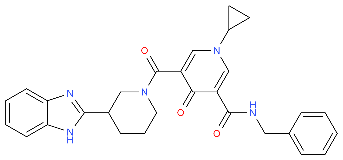 5-{[3-(1H-benzimidazol-2-yl)-1-piperidinyl]carbonyl}-N-benzyl-1-cyclopropyl-4-oxo-1,4-dihydro-3-pyridinecarboxamide_Molecular_structure_CAS_)