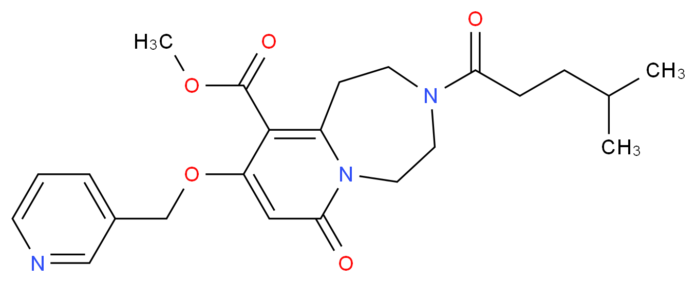 methyl 3-(4-methylpentanoyl)-7-oxo-9-(3-pyridinylmethoxy)-1,2,3,4,5,7-hexahydropyrido[1,2-d][1,4]diazepine-10-carboxylate_Molecular_structure_CAS_)