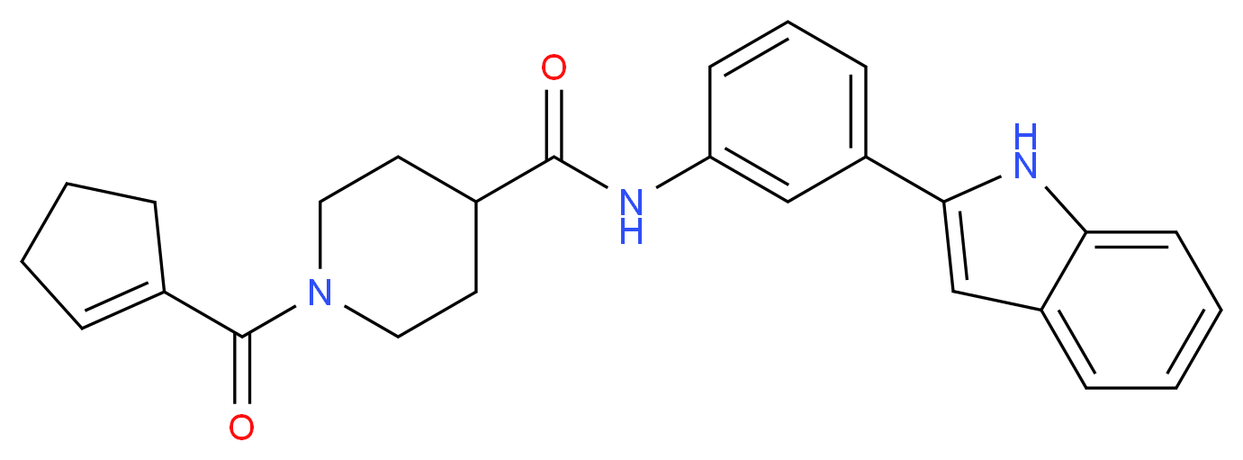 1-(1-cyclopenten-1-ylcarbonyl)-N-[3-(1H-indol-2-yl)phenyl]-4-piperidinecarboxamide_Molecular_structure_CAS_)