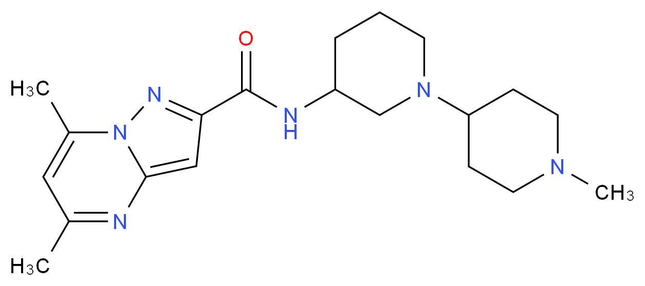 5,7-dimethyl-N-(1'-methyl-1,4'-bipiperidin-3-yl)pyrazolo[1,5-a]pyrimidine-2-carboxamide_Molecular_structure_CAS_)