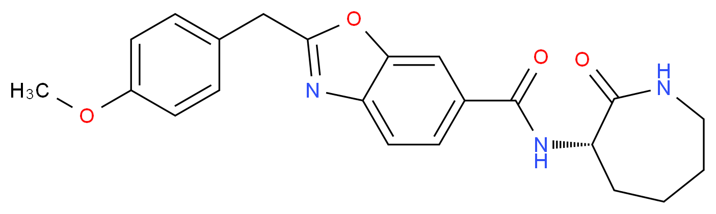 2-(4-methoxybenzyl)-N-[(3S)-2-oxo-3-azepanyl]-1,3-benzoxazole-6-carboxamide_Molecular_structure_CAS_)
