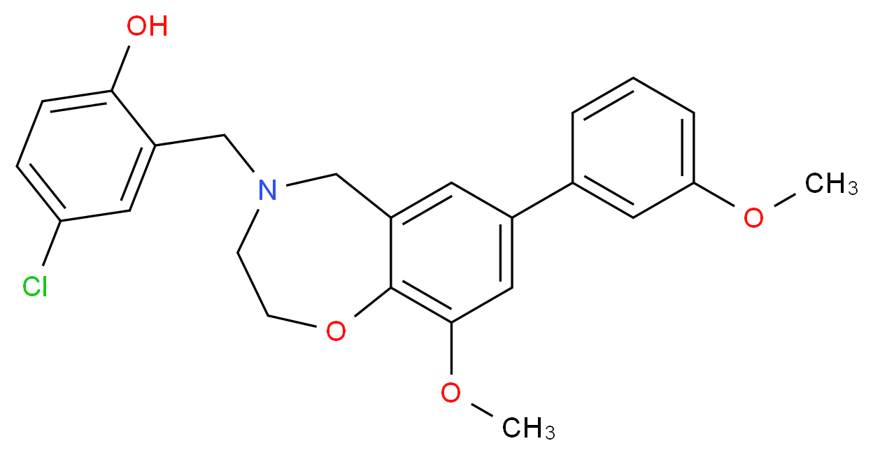 4-chloro-2-{[9-methoxy-7-(3-methoxyphenyl)-2,3-dihydro-1,4-benzoxazepin-4(5H)-yl]methyl}phenol_Molecular_structure_CAS_)