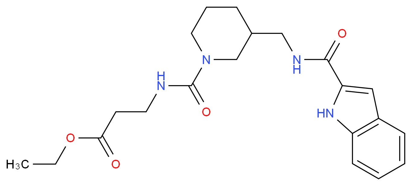 ethyl N-[(3-{[(1H-indol-2-ylcarbonyl)amino]methyl}-1-piperidinyl)carbonyl]-beta-alaninate_Molecular_structure_CAS_)