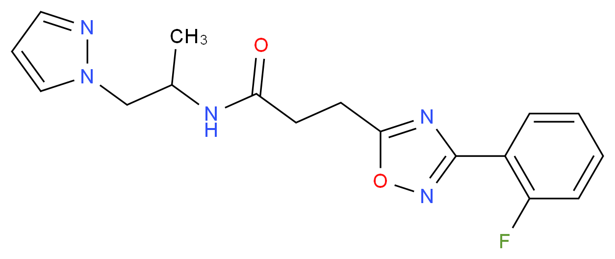 3-[3-(2-fluorophenyl)-1,2,4-oxadiazol-5-yl]-N-[1-methyl-2-(1H-pyrazol-1-yl)ethyl]propanamide_Molecular_structure_CAS_)