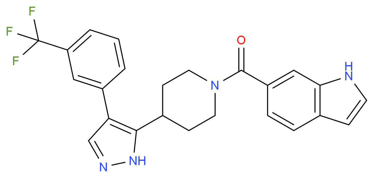 6-[(4-{4-[3-(trifluoromethyl)phenyl]-1H-pyrazol-5-yl}-1-piperidinyl)carbonyl]-1H-indole_Molecular_structure_CAS_)