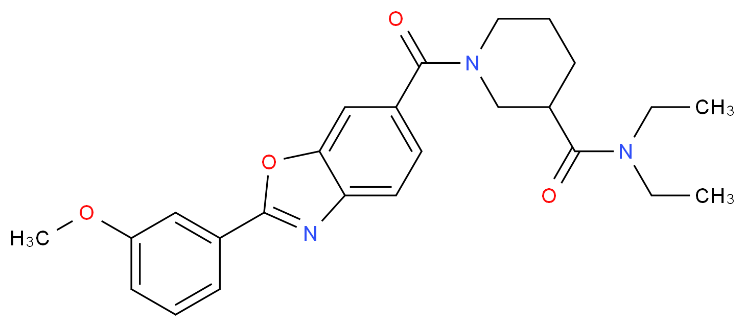 N,N-diethyl-1-{[2-(3-methoxyphenyl)-1,3-benzoxazol-6-yl]carbonyl}-3-piperidinecarboxamide_Molecular_structure_CAS_)
