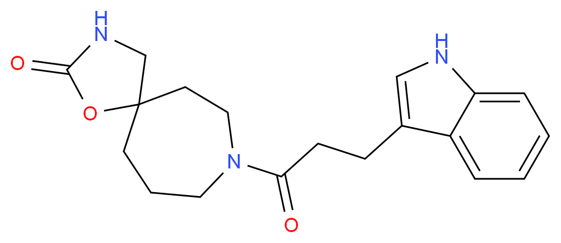 8-[3-(1H-indol-3-yl)propanoyl]-1-oxa-3,8-diazaspiro[4.6]undecan-2-one_Molecular_structure_CAS_)